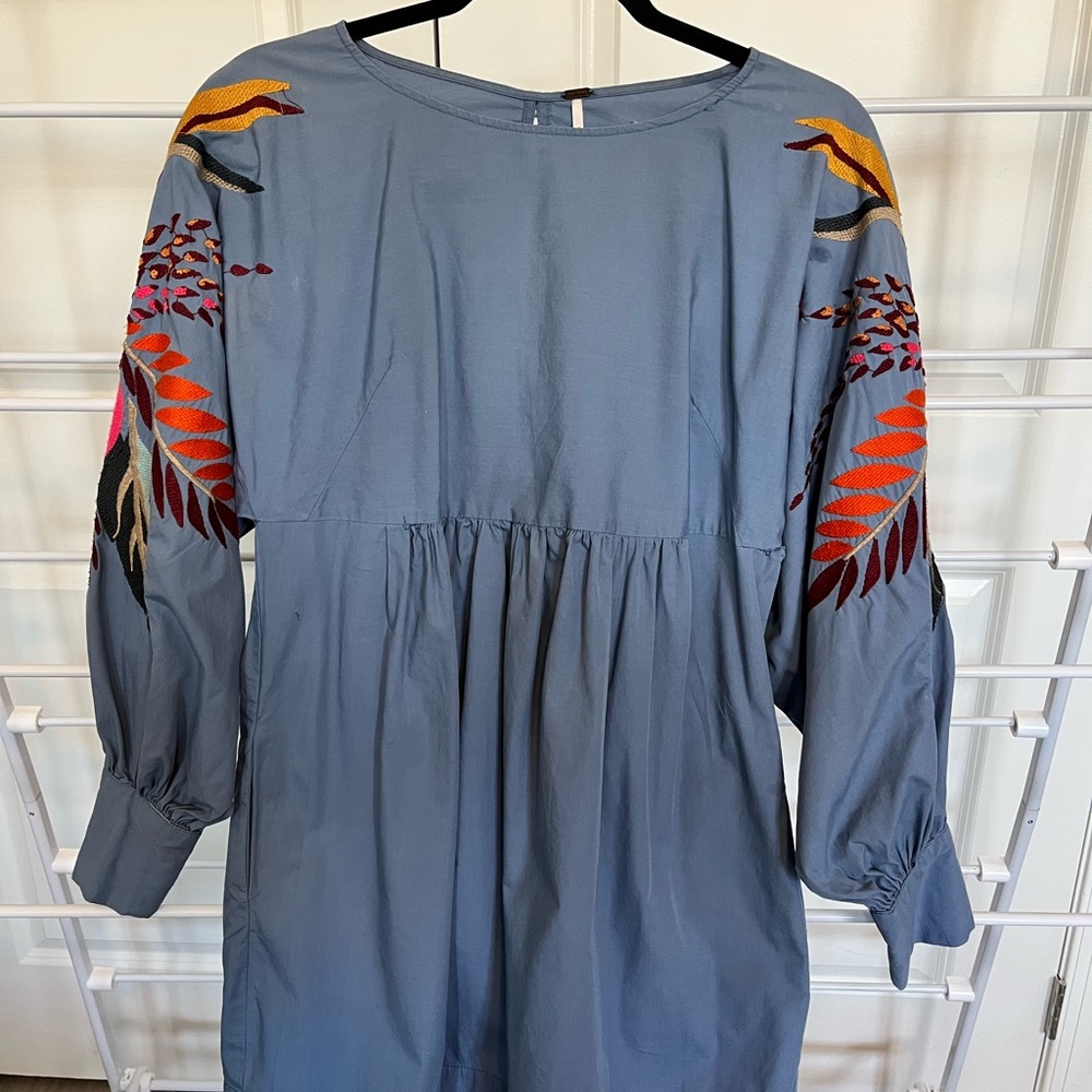 Free People Long Sleeve Dress with Colorful Embroidery